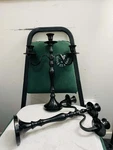 2 Hobby Lobby Black Metal 3-ARM Candelabra Freestanding 15IN Candle Holder. Fixed Price $40.00.