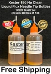 100ML / 3.38OZ Kester 186 No Clean Liquid Rosin Flux Needle Tip Bottles. Fixed Price $15.85.