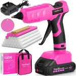 Hot Glue Gun, Pink Cordless With 30 Pcs Full Size 20V,. Fixed Price $95.24.