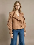 $750 Nwot Ulla Johnson Wool Lucinde Double-breasted Pea Coat Jacket Ruffles Sz. Fixed Price $258.00.