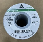 Aim Solder 13941 Wire, No Clean, SN63PB37, 0.062", 1LB Spool, 209 Axt. Fixed Price $32.00.
