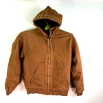 Berne Hooded Full Zip Duck Chore Coat Jacket Mens Size Tan Lined HJ375TBC. Fixed Price $39.95.