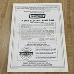 1967 Sears Craftsman 315.27802 Electric Saw Owner Instruction Manual Only. Fixed Price $14.99.