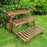 Large 3 Tier Step Plant Stand Wood Ladder Shelf Garden For Patio Indoor Outdoor. Fixed Price $30.91.