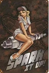 Garage Metal Sign Sexy Pin Plugs "spark It Up". Fixed Price $13.00.