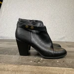 American Eagle Women Size 9 Leatherette Snap Heeled Booties Black Boots. Fixed Price $27.99.