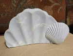 Vtg Soapstone Incolay Blue White Swirl Seashell Napkin Letter Holder. Fixed Price $22.00.