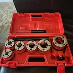 Goplus Pipe Threader Kit, Ratcheting Threading Tool Set W/ 6 Red. Fixed Price $49.00.