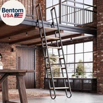 9.35FT Industrial Style Loft Ladder, 7 Steps With Black Steel Handrails & Solid. Fixed Price $710.57.