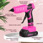 Thinklearn Pink Cordless Glue Gun 20V Battery Powered Rechargeable W/ Bag. Fixed Price $54.49.