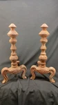 Vintage Antique Depression Era 18 Ornate Cast Fireplace Andirons 3726. Fixed Price $100.00.