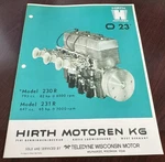 Vintage Hirth Engines 230 & 231 647 793 Honker Specification Brochure Copy. Fixed Price $22.99.