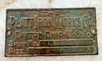 Vintage Antique Platt Iron Works Co. Dayton, Ohio Brass Plaque. Fixed Price $24.95.