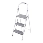 Rubbermaid 3 Step Folding Ladder, Steel Foldable Stool W/ Hand Grip, White. Fixed Price $64.99.