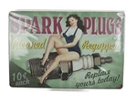 Metal Tin Sign Spark Plugs Pin-up Automotive Repair Garage Shop Mechanic Gift. Fixed Price $9.50.