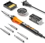 60W Adjustable Soldering Iron Kit 9-IN-1, Electric Welding Tool Set With 5 Tips,. Fixed Price $18.99.