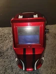 Chicago Electric Welding Helmet Auto-darkening, Red Design Model # 61612 And Bag. Fixed Price $58.00.
