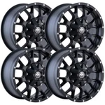 (SET-4) Mayhem Warrior 17X9 8X165.1 18MM Matte Black Wheels Rims Inch. Fixed Price $945.76.