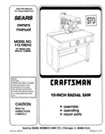 Craftsman 113.198310 Radial Saw Owners Instruction Manual. Fixed Price $20.24.