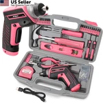 Hi-spec 35PC Pink Tool Kit 3.6V Usb Electric Screwdriver Set For Women Home Diy. Fixed Price $60.66.