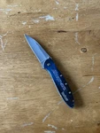 Snap-on Kershaw Leek 1660BB Blue Smoke Ao Folding Knife Reprofiled Tip Used. Fixed Price $60.00.