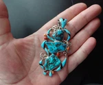 Native American Navajo Pendant Sam Begay Sterling Silv Turquoise Coral Onyx Rare. Fixed Price $1700.00.