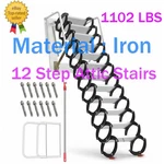 12 Steps Wall Mounted Folding Ladder Loft Stairs Black Attic Pull Down. Fixed Price $299.25.