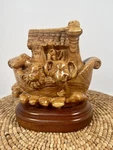 Huge Intricately Hand Carved Olive Noah's Ark On Wooden Base From Holy Land. Fixed Price $279.99.