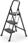 Rubbermaid 3-STEP Steel Ladder, Folding Stool With Hand Black Finish. Fixed Price $73.99.