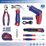 Workpro 18PCS Home Tool Kit With 3.7V Rotatable Electric Screwdriver For Dorm. Fixed Price $32.99.