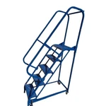 Relius Solutions Blue Metal Rolling Ladder 5 Steps Warehouse Casters Handrails. Fixed Price $489.99.