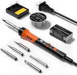 60W Adjustable Temperature Soldering Iron Kit 9-IN-1 With 5 Tips, Orange. Fixed Price $14.76.