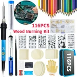116PCS Wood Burning Kit Pyrography Pen Soldering Iron Tool Diy Creative. Fixed Price $31.98.