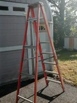 Louisville Ladder 8 Ft. Aluminum Steps, Slightly Used, Red With Tools Platform. Fixed Price $175.00.