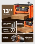 Vevor 13" Thickness Planer 1800W 110V, 2-BLADE Benchtop Woodworking Tool. Fixed Price $319.99.